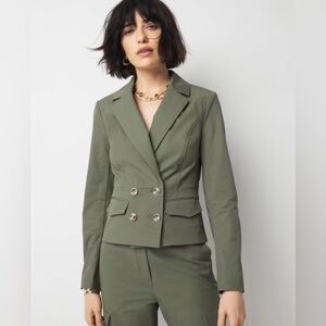 WHBM Everyday Tailored Double Breasted Jacket Forever Olive Size 6